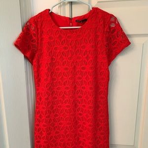 Stunning red floral lace pattern zip up dress S
